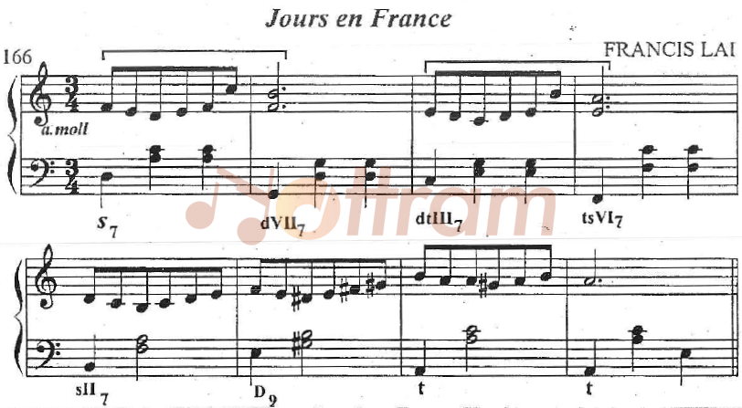 Phân tích hoà âm cho bài hát "Jours en France"