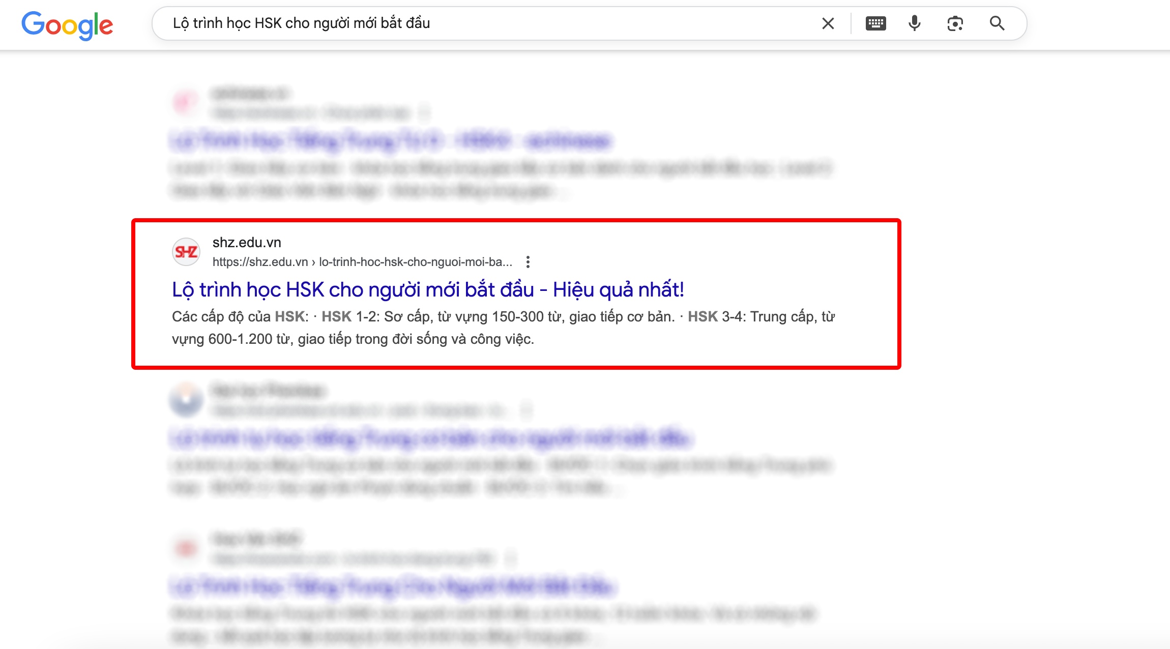 Kết quả tìm kiếm Google