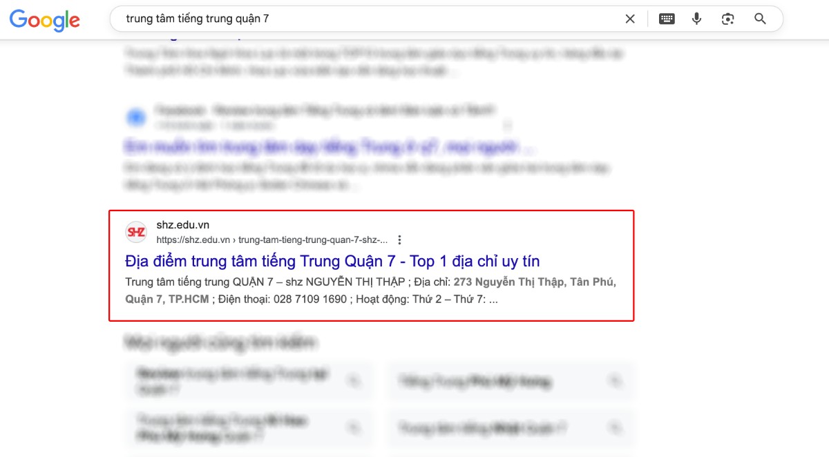 Kết quả tìm kiếm Google quận 7