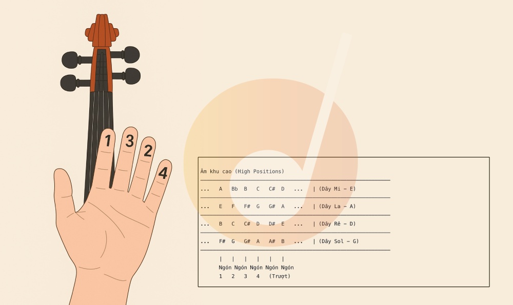 Vị nốt nhạc trên cần đàn Violin và cách sắp ngón đúng trên đàn 1 So ngon tren violin