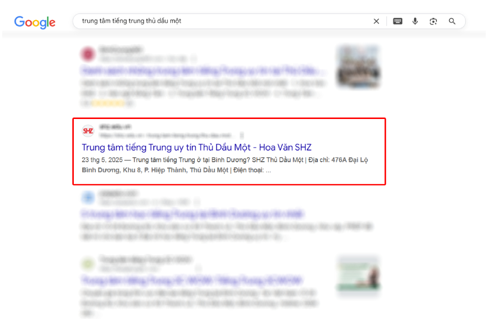 Kết quả tìm kiếm Google TDM