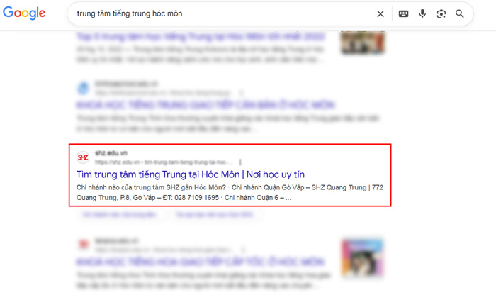 Kết quả tìm kiếm Google Hóc Môn