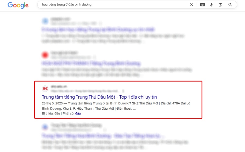 Kết quả tìm kiếm Google TDM