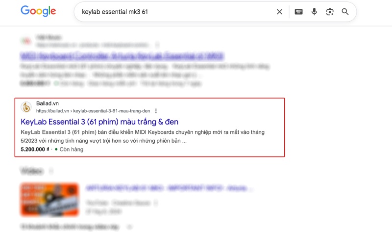 Kết quả tìm kiếm keylab essential mk3 61