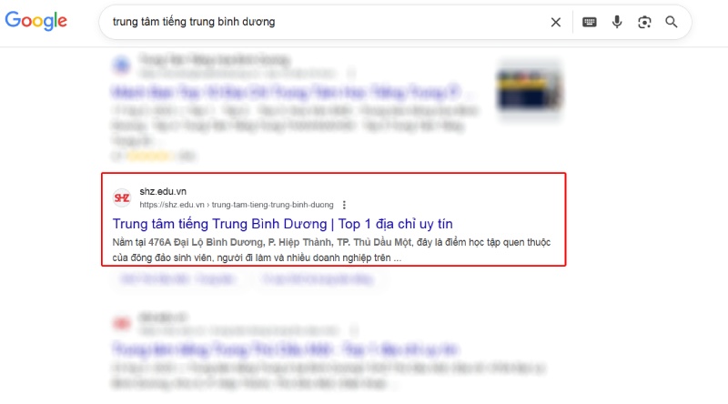 Kết quả tìm kiếm Google Bình Dương
