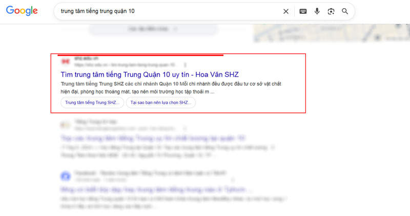 Kết quả tìm kiếm Google - Quận 10