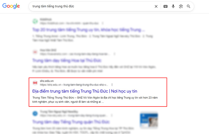 Kết quả tìm kiếm Google - Thủ Đức