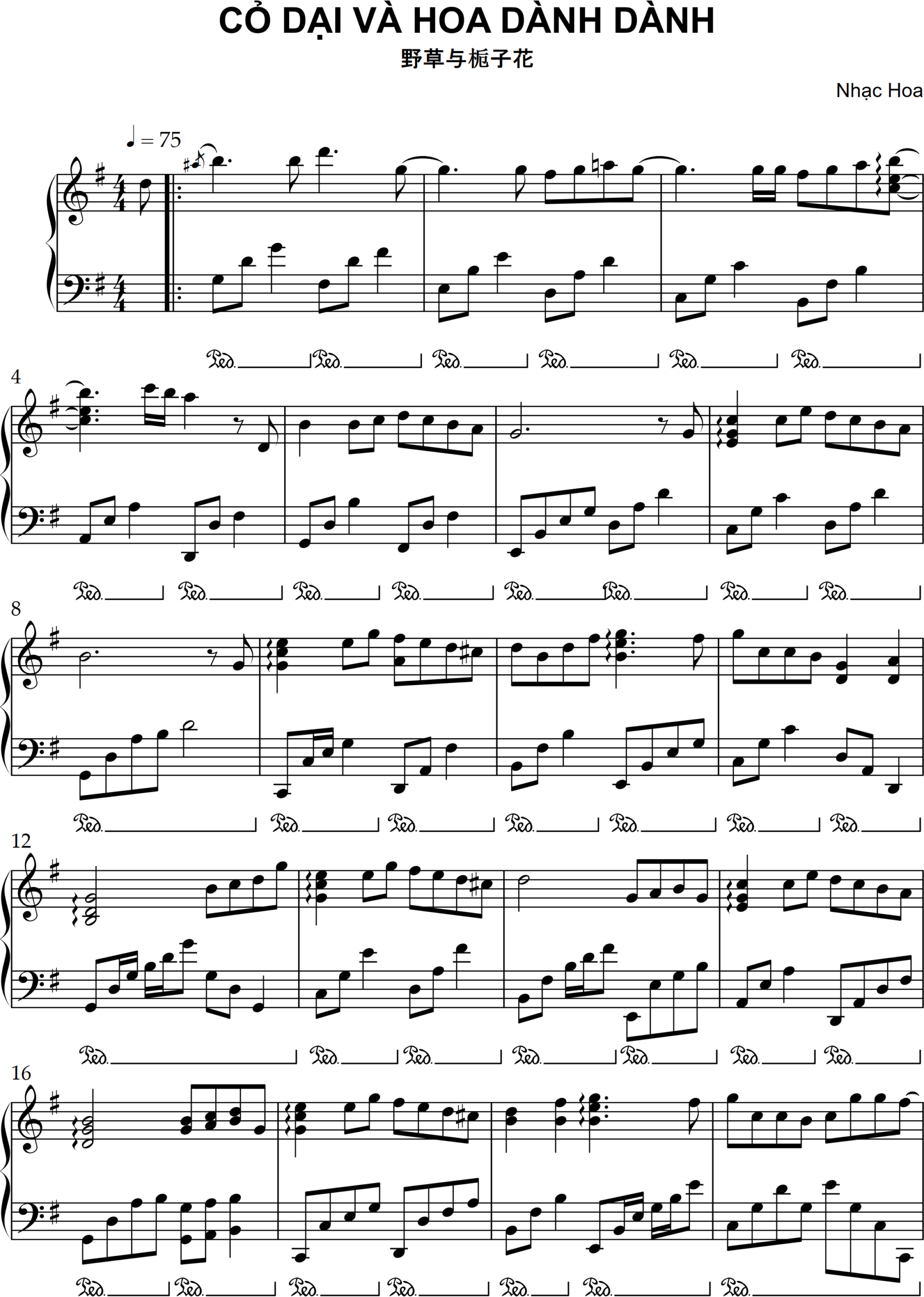 Cỏ dại và hoa dành dành