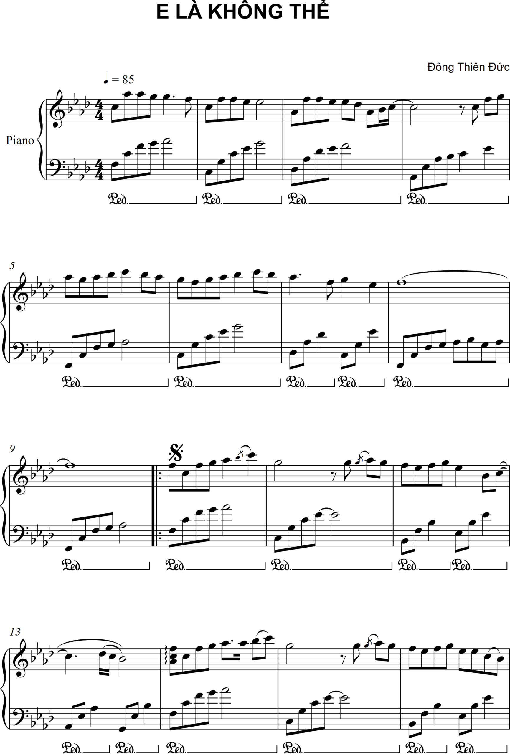 Sheet piano E là không thể