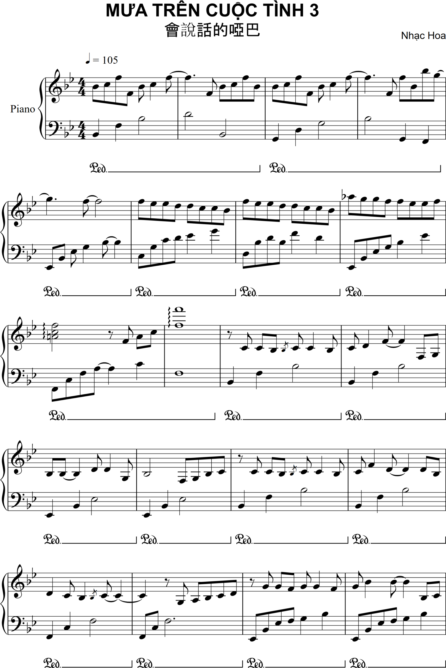 Mưa trên cuộc tình 3 piano sheet